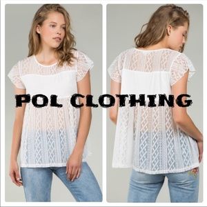 - POL Lace Top in Creamy White